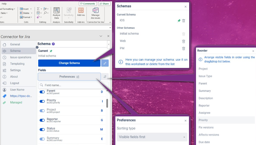 Manage visible fields by showing or hiding data columns image