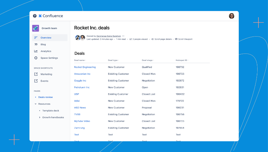 Display filtered HubSpot tables on Confluence