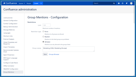 Group Mentions configuration