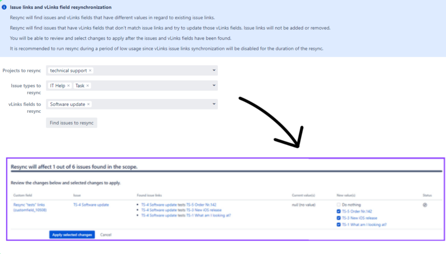 Sync existing issue links with vLinks fields and use them across the instance