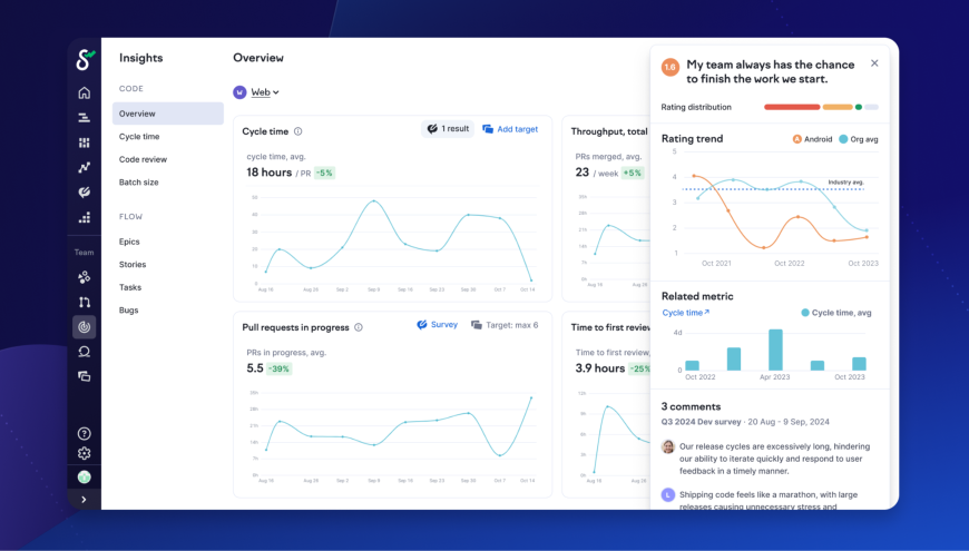 Run developer experience surveys and combine survey insights with system metrics