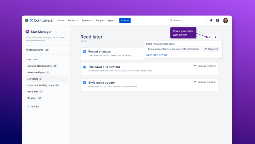 Use drag and drop in Star Manager hub to organize your favorites on different lists