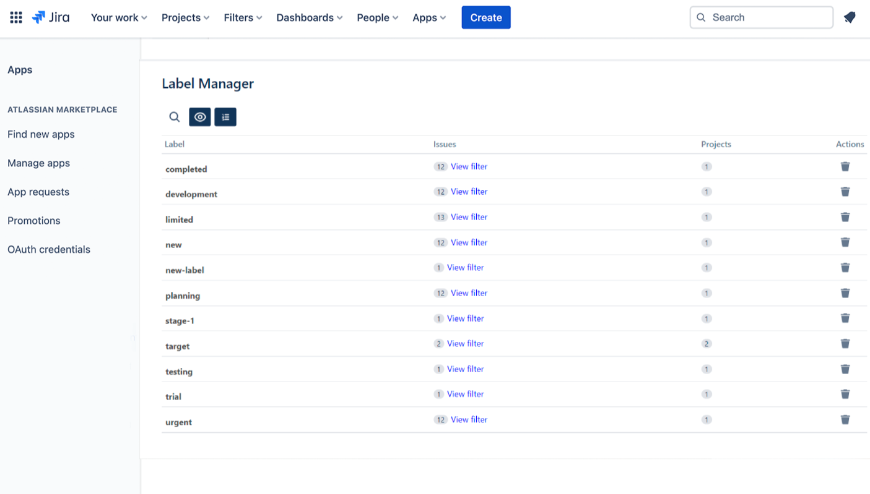 Track your labels across projects and issues