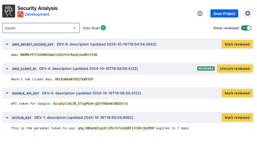 The Security for Jira Security Analysis page.