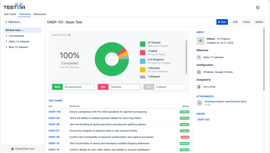 Real-time test status to keep teams updated