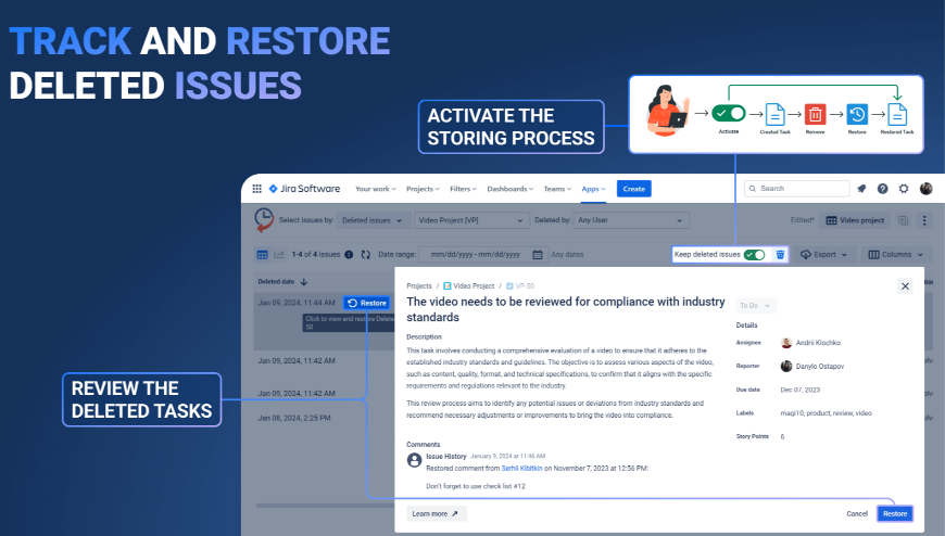 Recover deleted issues in Jira