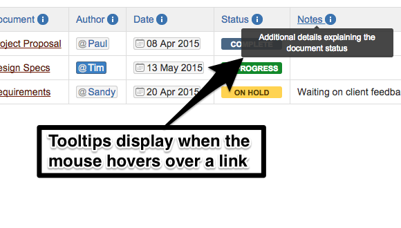 Use tooltips to add helpful information to your pages without adding clutter.