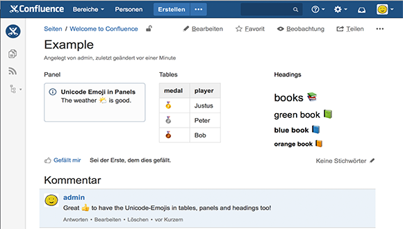 Automatic conversion also works in panels, tables and headings.