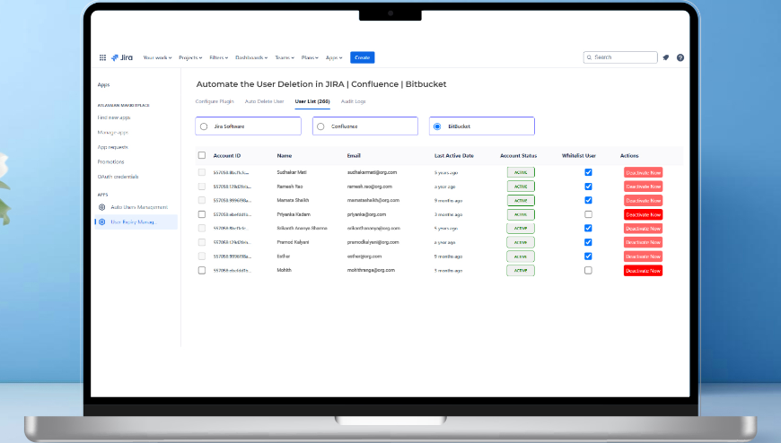 Manually De-active Users from JIRA | Bitbucket | Confluence