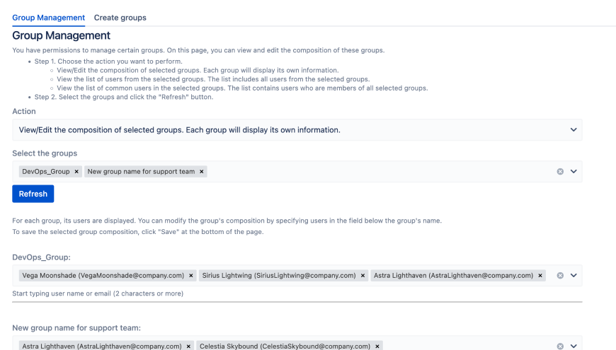 Users manage group memberships via their profile. Navigate through delegated groups, inspect user directories, and adjust member allocations. Streamlined operations ensure precise group access without admin overhead.