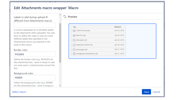 The Attachments macro wrapper macro's parameters