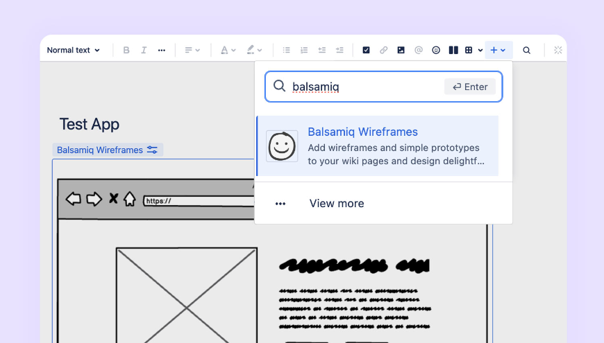 Adding a UI wireframe to your wiki pages is as easy as adding an image.