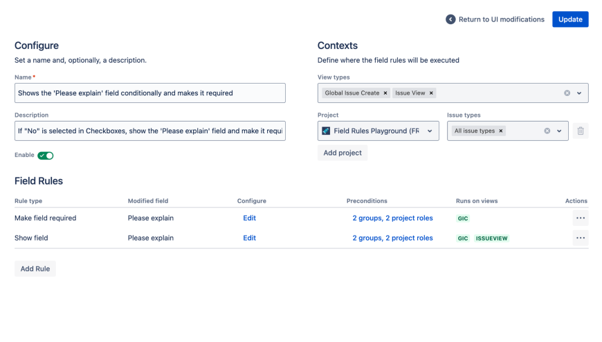 UIM configuration: Show the 'Please explain' field conditionally and make it required