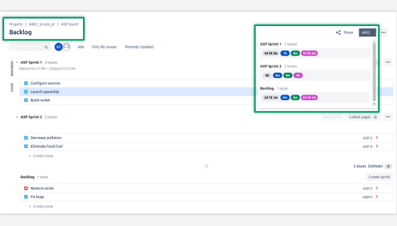 Control panel with additional time tracker of remaining estimated time will help you to view the total numbers.