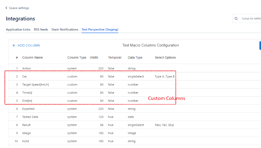 Customize Test Macro Columns for Your Space