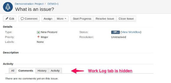 Hide "Work Log" tab on issue page