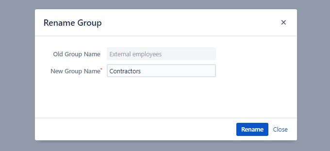 Simple group renaming on the group administration page