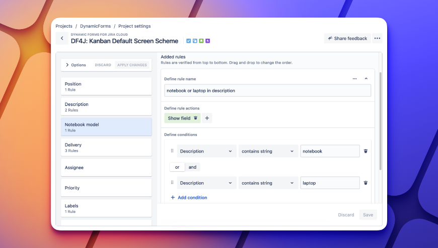 Display only context-relevant Jira fields