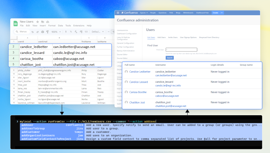 Create new users from a spreadsheet.