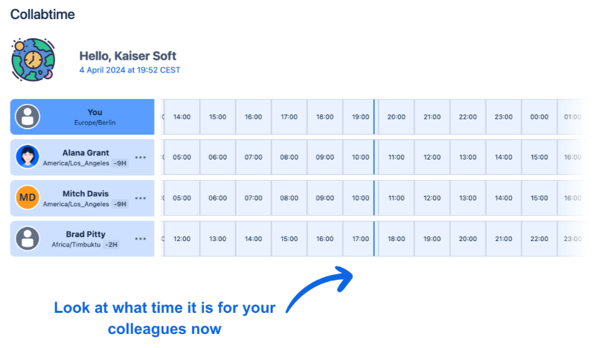 Look at what time it is for your colleagues now