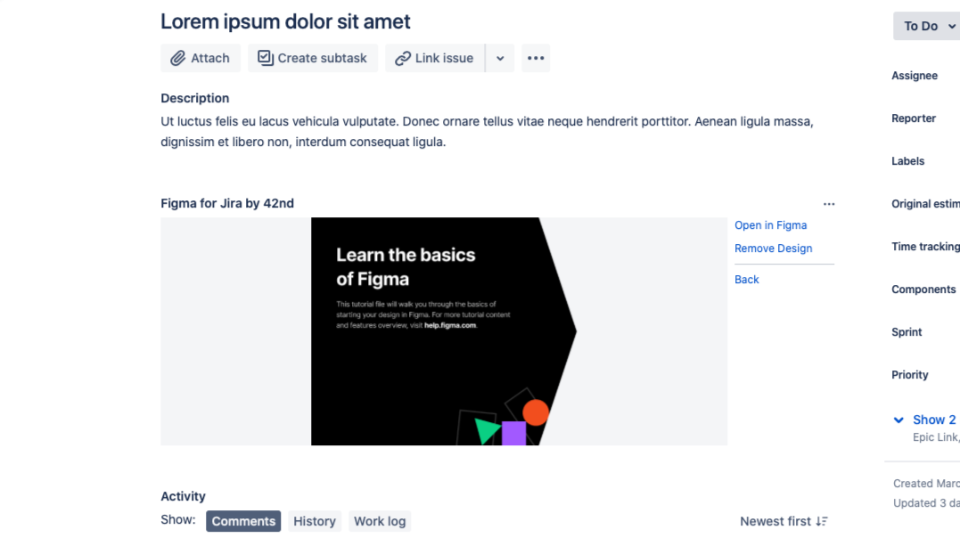 Your Figma designs and prototypes will always be tied to their source of truth, so when the original design changes, your Jira Issue will automatically update.