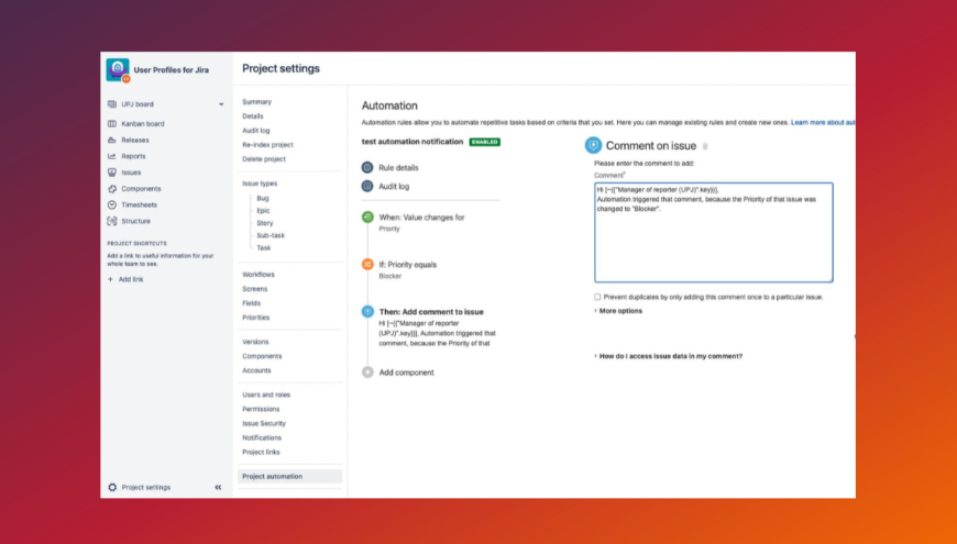 Use Jira user profile data in custom fields & access that information in Jira workflows and automations.