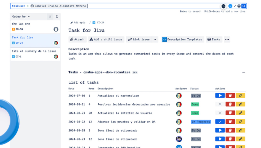 Leverage the power of JQL (Jira Query Language) to search and filter tasks across all your Jira issues. This feature allows you to find specific tasks quickly and manage them effectively.