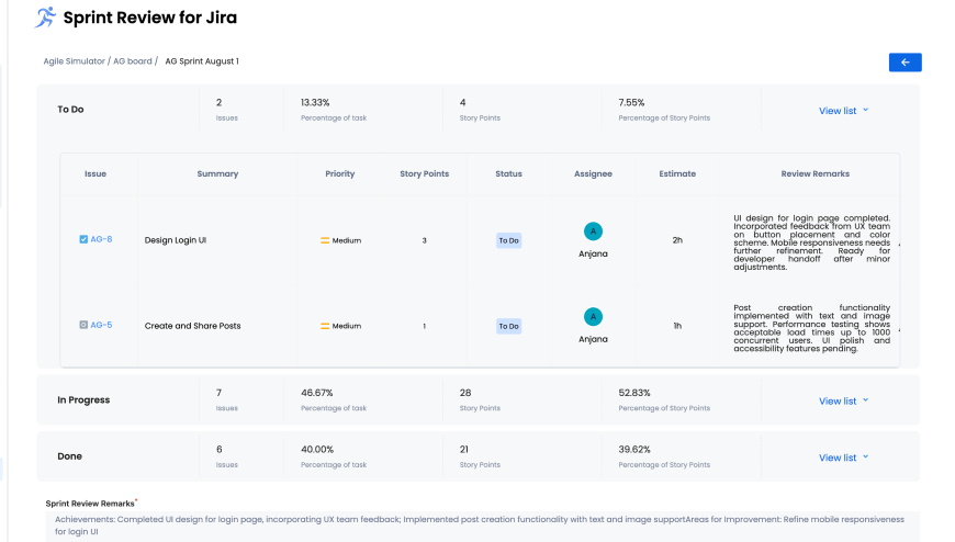 Streamlined Sprint Reviews