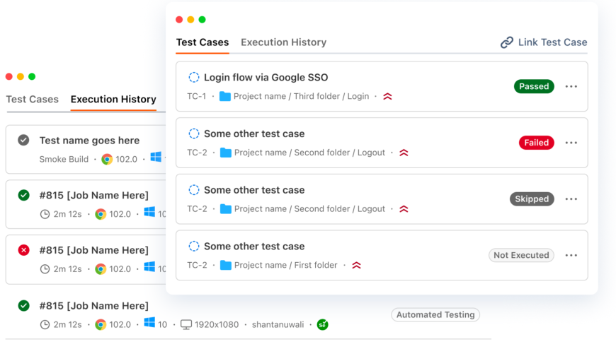 Monitor Linked Test Cases and Execution History