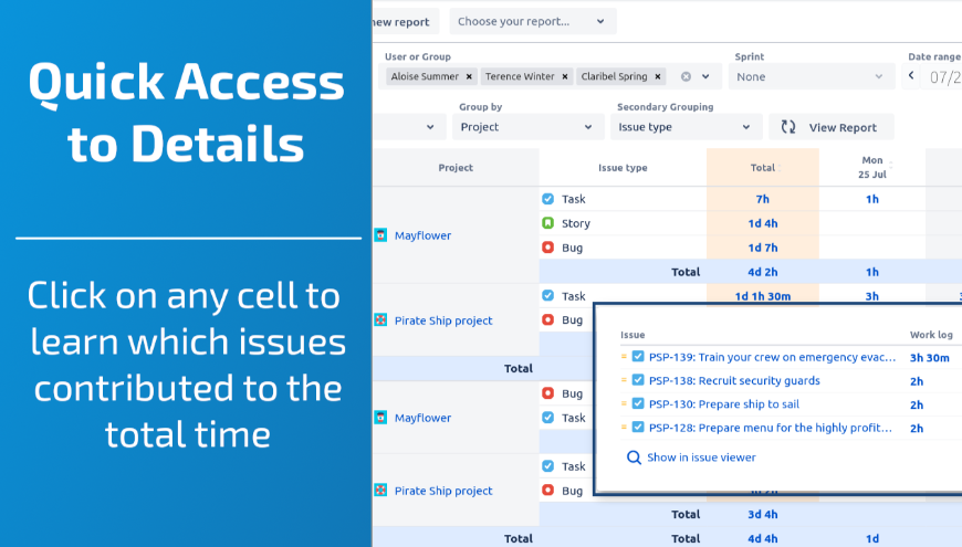 Quick access to work log details