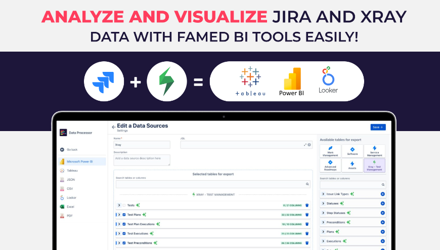 ​Link every Xray field to Power BI, Tableau, or Looker Studio for deep insights. Set schedule refresh to be up-to-date. Use JQL/filters to specify data export. Suitable for all skill levels.