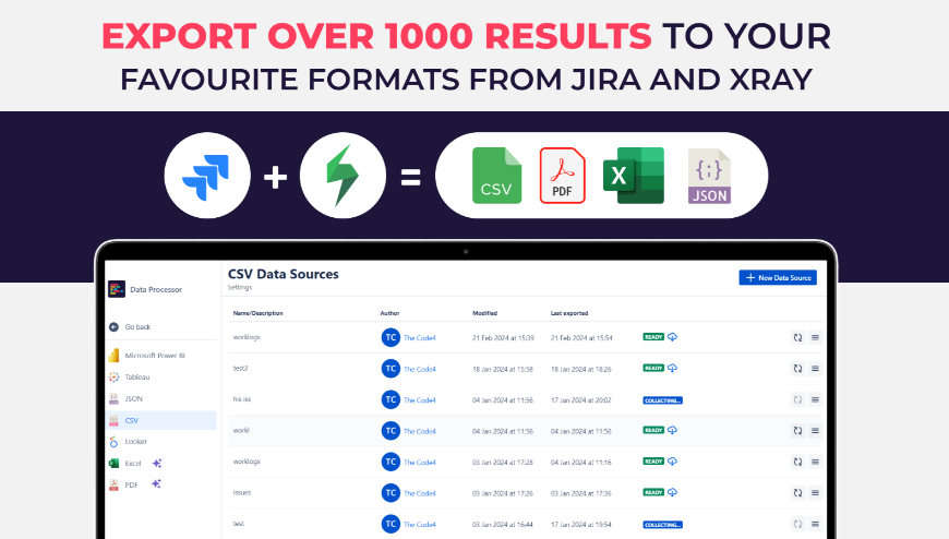 ​Extract any Xray data in your preferred format - CSV, JSON, Excel, and PDF with no limits. Analyze, store, or visualize Xray data with ease. Beneficial for migrating Jira projects. No-code solution.