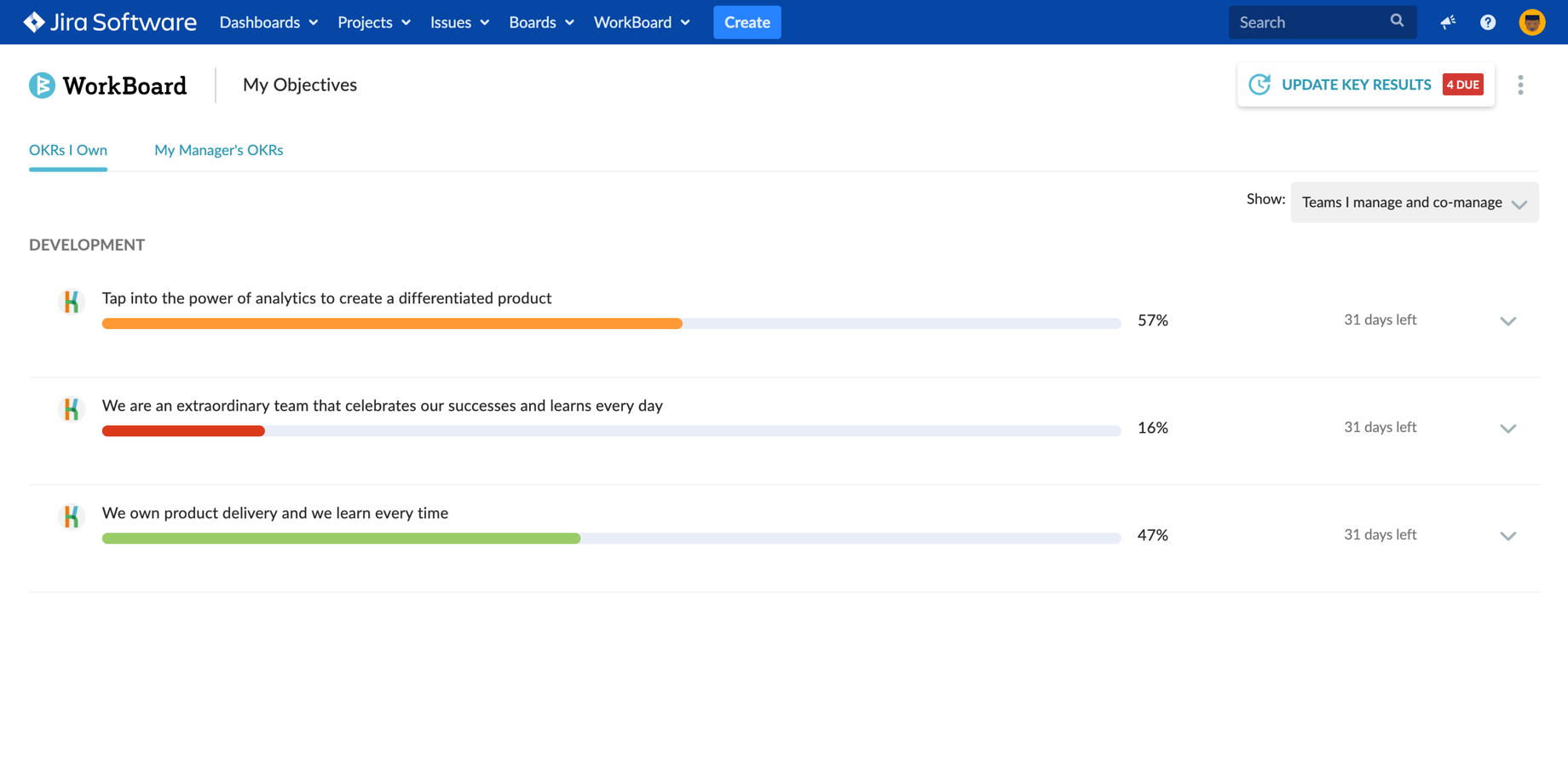 See your work in Jira advance team OKRs