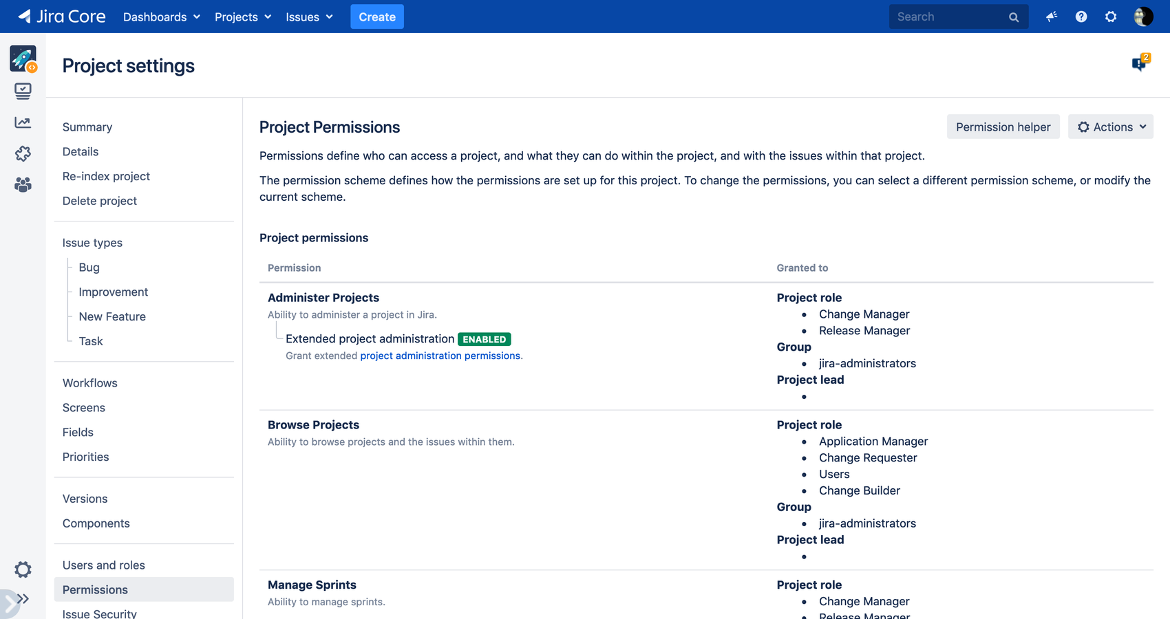 To limit the list of roles to those relevant for the project, only those project roles are shown, which are used in corresponding permission scheme of the project (for example for Change Management or Scrum).