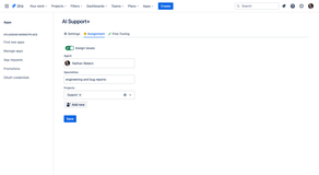 Admin configuration page for automatic issue assignment