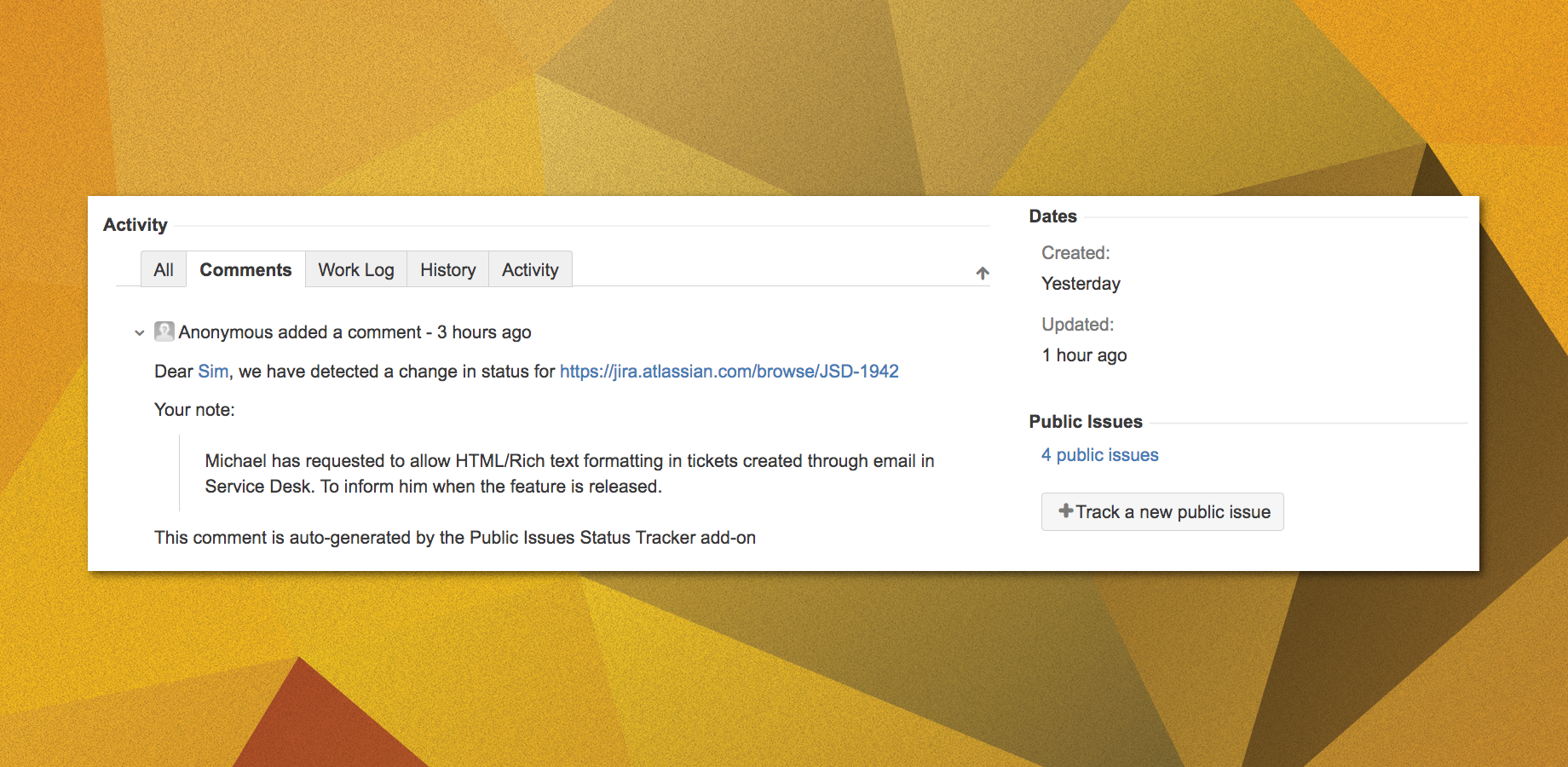 Get notified with context when status has changed