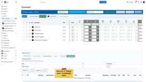 Review, approve, or reject submitted user timesheets directly from the Jira dashboard with integrated manager controls.