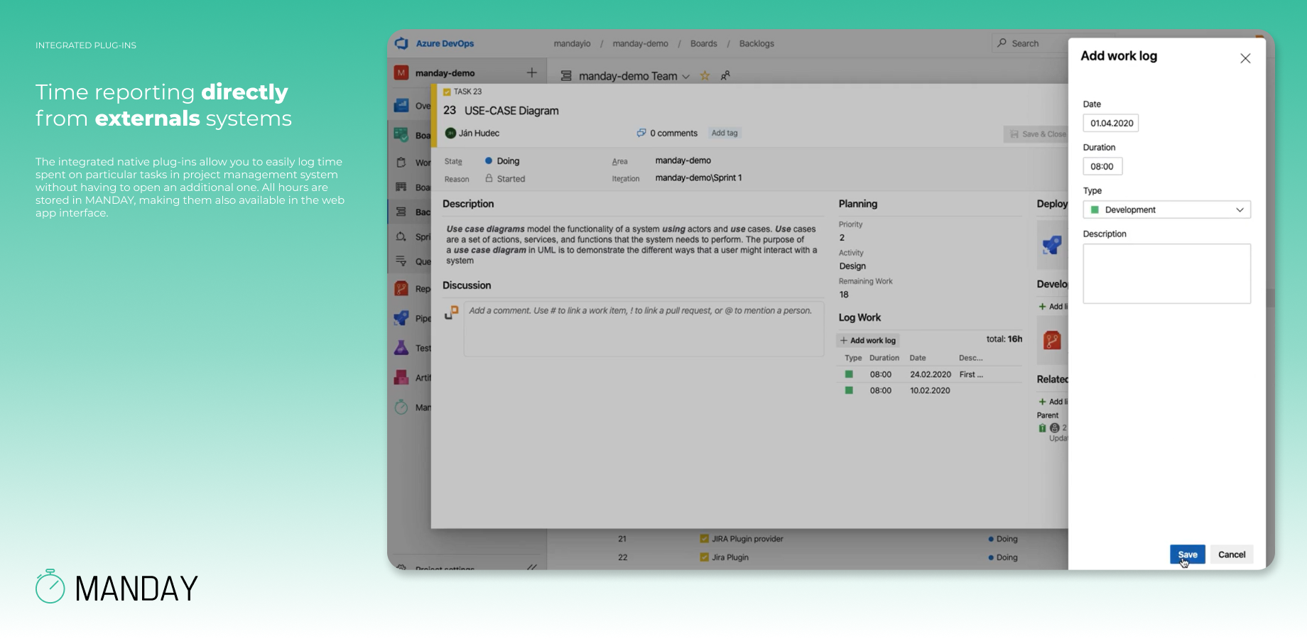 MANDAY introduces a new way to report time worked on projects, while offering easy project budget monitoring. Quick, effective and across various systems.