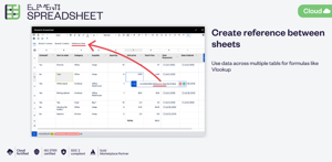 Cross reference between sheets in Elements Spreadsheet