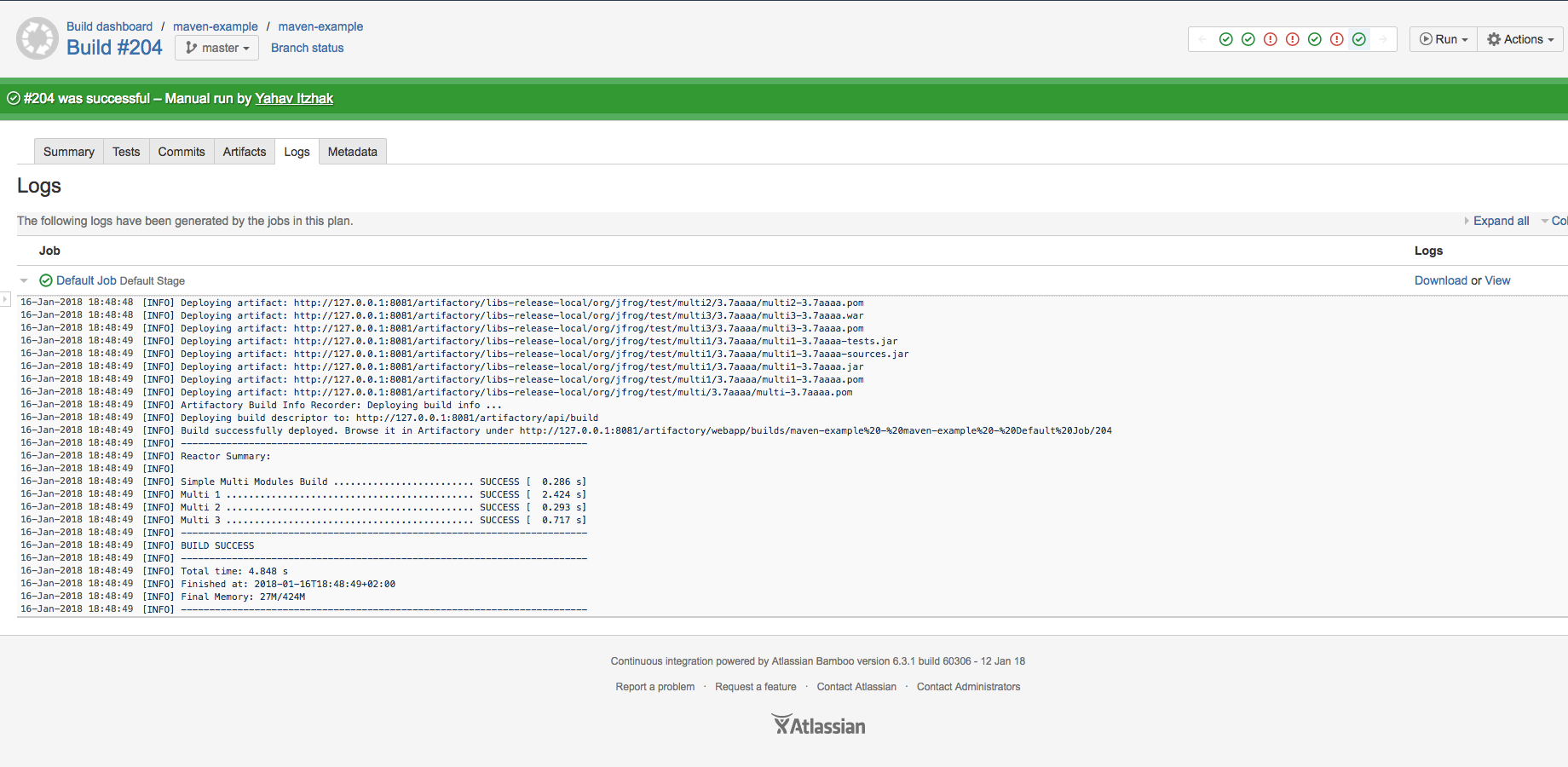 Global Artifactory server configuration
