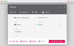 Sharing a HYFY with your team in Jira is easy.  Just choose the Jira instance and whether you want to create a new issue or update an existing one.  Then fill out the required fields and share!