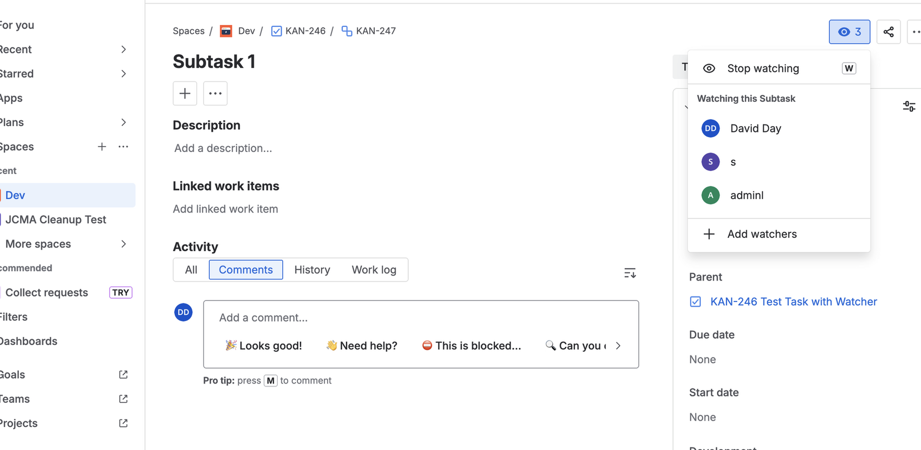 synchronizing Jira issue watchers
