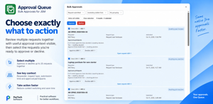 Review multiple requests together with useful approval context visible, then select exactly which requests you are ready to action.
