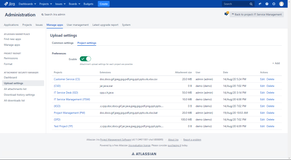 Attachments upload settings for each project