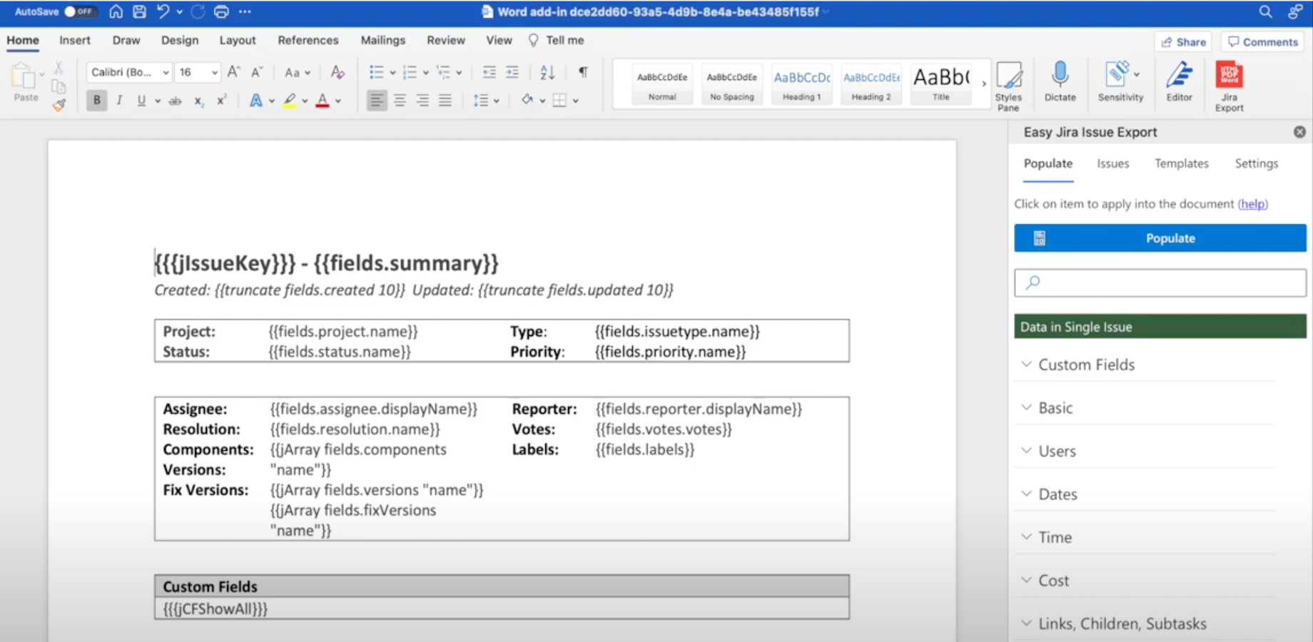 Export from Microsoft Word