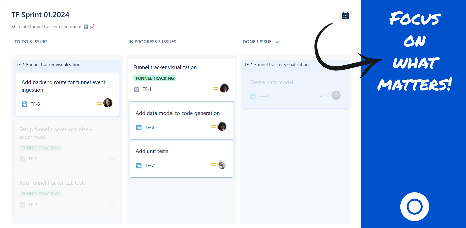 The Accelerate Agile Wallboard allows you to highlight tickets that were modified since your last standup - Allowing you to focus on what matters most!