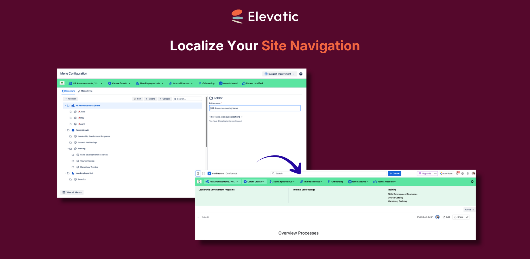 Easily use a central navigation menu in Confluence Cloud.