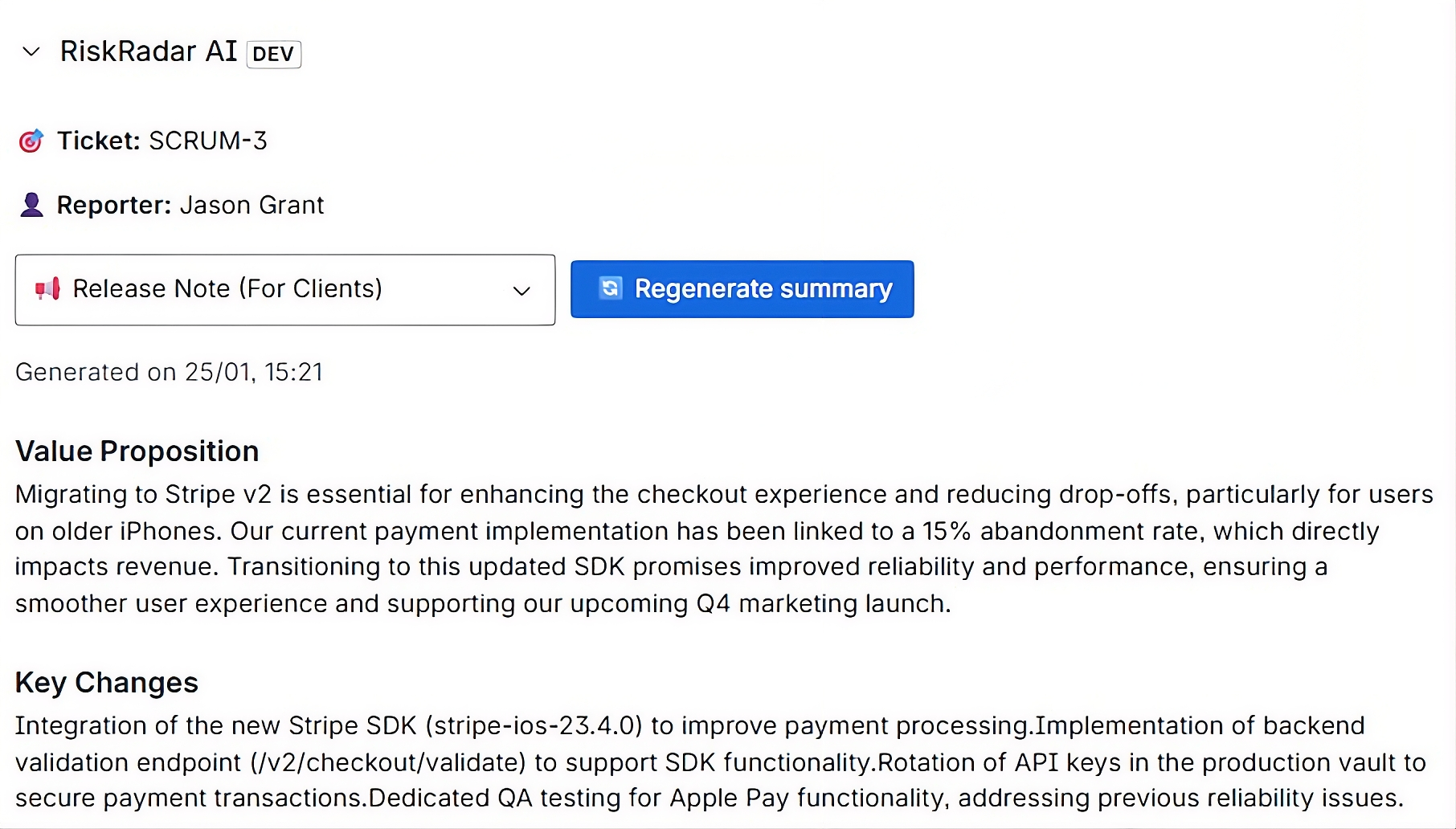 Generate stakeholder updates in seconds.
