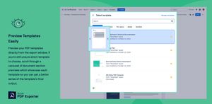Preview your PDF templates directly from the export window. If you're still unsure which template to choose, scroll through a carousel of document section previews so you can get a better sense of the final output.