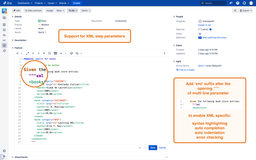 Support for XML step parameters